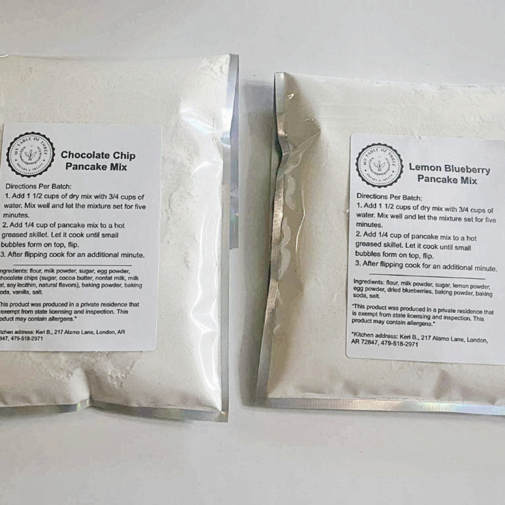 Two pancake mixes from My Table of Three.