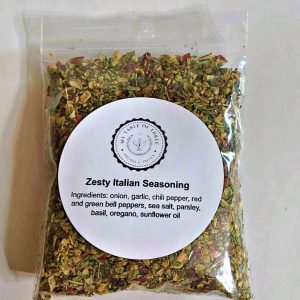 Small 1 ounce clear bag filled with Zesty Italian Seasoning.